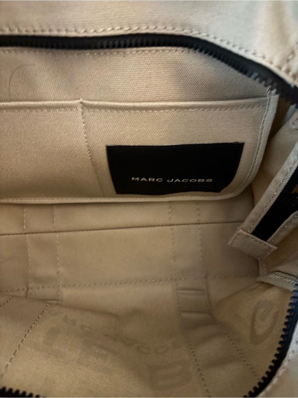 Marc Jacobs Beige 'THE TOTE BAG' Canvas Tote with Black Strap - Picture 4 of 5